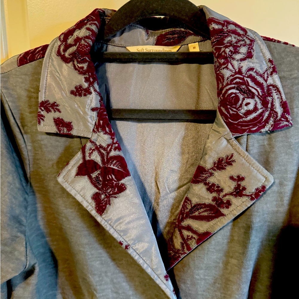 Soft Surroundings Grandeur Jacket Long Grey Purple Embroidered. Worn once.